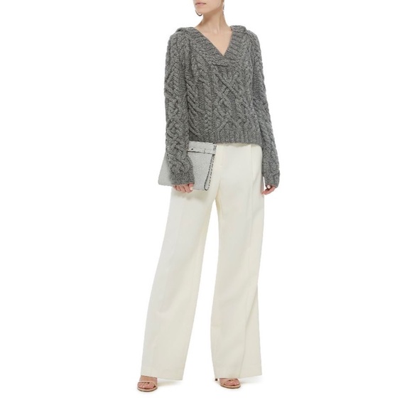 PARTOW MELANGE CABLE KNIT HOODED SWEATER IN GREY - Picture 3 of 8